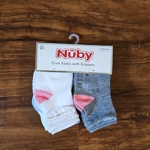 NWT Nuby Crew Socks With Grippers 10 Pairs Size 12-24 Months